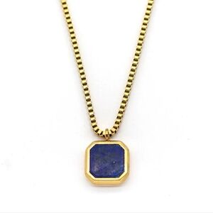 Gold Necklace with Blue Stone